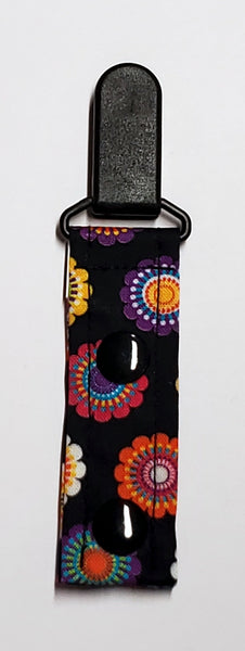 Cord Clip - Black with Flowers. Ready to Ship.
