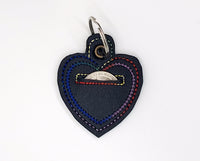 Black (rainbow stitching) Heart Shaped Quarter Keeper - Coin Keeper