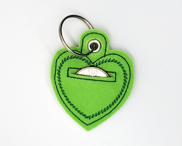 Green Heart Shaped Quarter Keeper - Coin Keeper