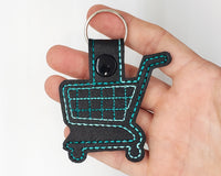 Grocery Store Quarter Keeper - Grocery Cart Quarter Holder Keychain - Black and Teal