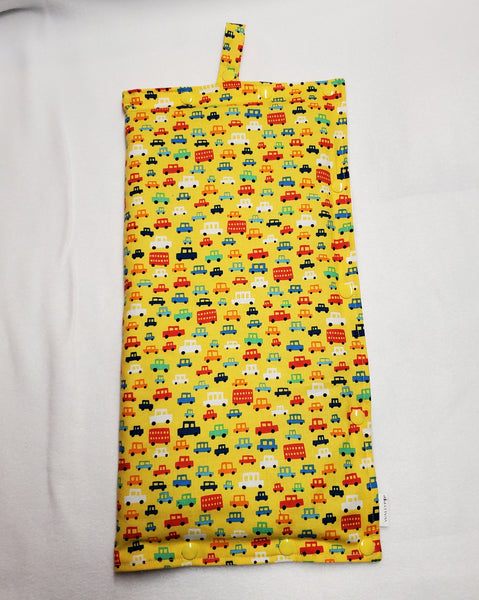 Yellow Cars size Large Insulated Feeding Pump Bag Cover / IV bag cover. Ready to ship.