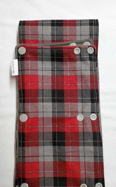 80" Red Gray Plaid WIDE Cord Keeper, Insulated.  Ready to Ship.