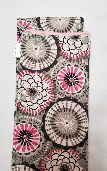 69" Gray Floral WIDE Cord Keeper, Insulated.  Ready to Ship.