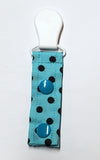Cord Clip - Teal/Brown Dot. Ready to Ship.