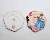 Set of Princess feeding tube accessories - 44" cord keeper, 3 clips, and 2 button cushions