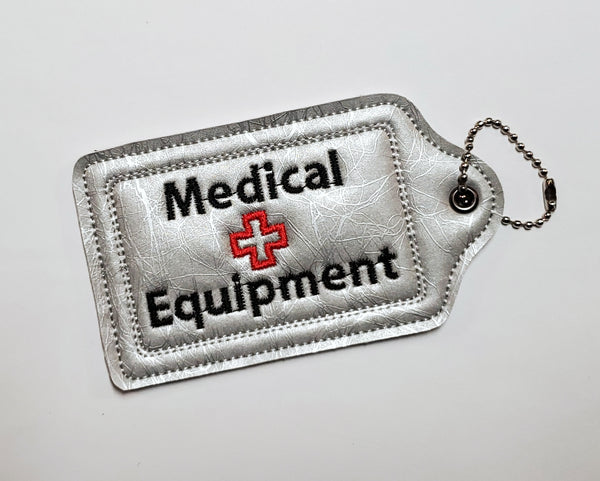 Silver Medical Equipment Luggage Tag with your choice of prints