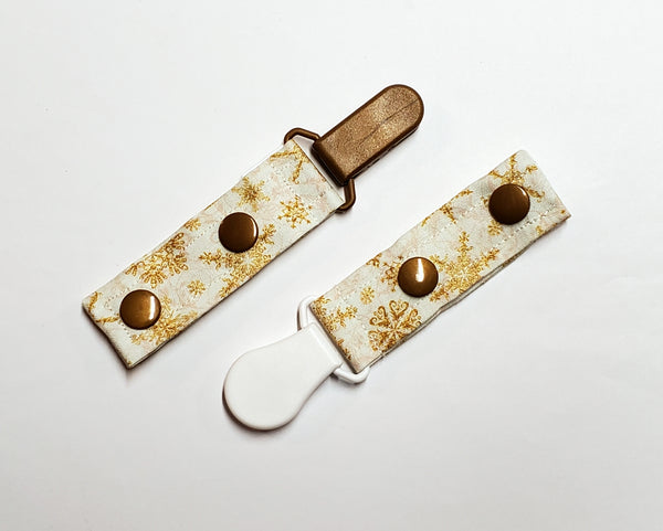 Golden Snowflakes Tubie Clip, Cord Clip. Ready to Ship.