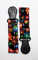 Cord Clip - Black Flowers. Ready to Ship.