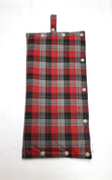 Gray Black Red Plaid size Large Insulated Feeding Pump Bag Cover / IV bag cover. Ready to ship.