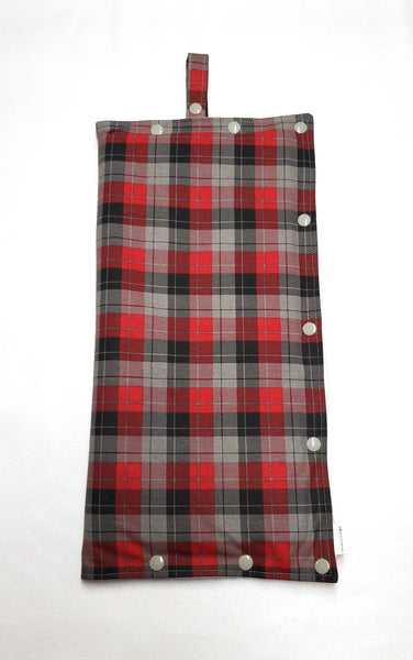 Gray Black Red Plaid size Large Insulated Feeding Pump Bag Cover / IV bag cover. Ready to ship.