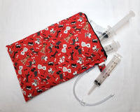 Red Dogs Syringe Tote, Ready to Ship.