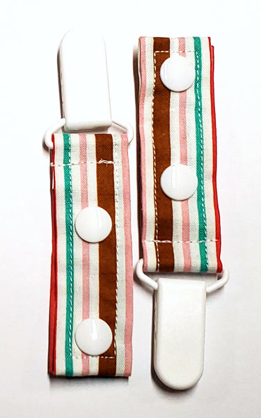 Cord Clip - Pink Stripe. Single Clip, Ready to Ship.