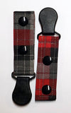 Cord Clip - Gray Red Black Plaid. Single Clip, Ready to Ship.