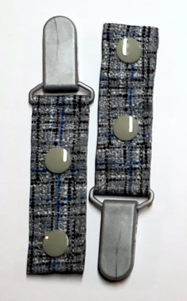 Cord Clip - Gray Plaid. Single Clip, Ready to Ship.