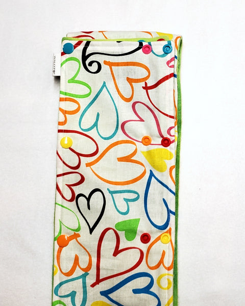 58" Rainbow Heart WIDE Cord Keeper, Insulated.  Ready to Ship.