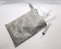 Silver Squares Syringe Tote, Ready to Ship.