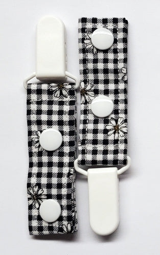 Cord Clip - Gingham Floral. Single Clip, Ready to Ship.