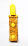 Cord Clip - Yellow Swirl. Single Clip, Ready to Ship.