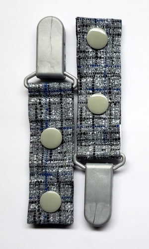 Cord Clip - Gray Plaid. Single Clip, Ready to Ship.