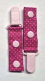 Cord Clip - Pink with Pink Dots. Single Clip, Ready to Ship.