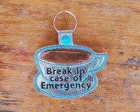 Coffee Emergency Keychain: Blue