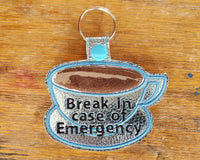 Coffee Emergency Keychain: Blue