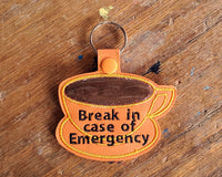 Coffee Emergency Keychain: Orange