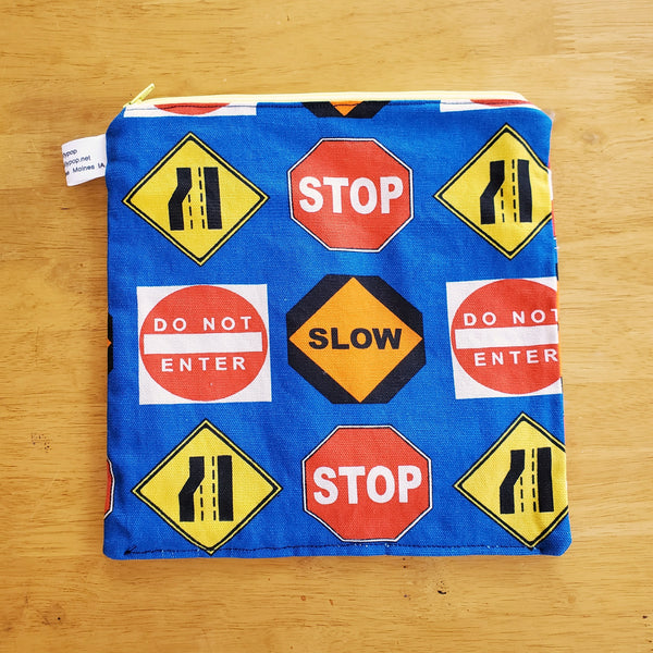 Traffic Signs Small Waterproof Zip Pouch / Wet Bag - Ready to Ship.