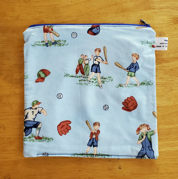 Baseball Small Waterproof Zip Pouch / Wet Bag - Ready to Ship.