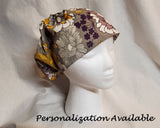 Custom Made Scrub Cap, Surgical Cap. Jessica Style with elastic. Covers long hair. Religious headcovering. Personalization Available.