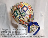 Fun Halloween Scrub Cap, Surgical Cap. Pixie/Ponytail Style. Covers long hair. Ready to Ship.