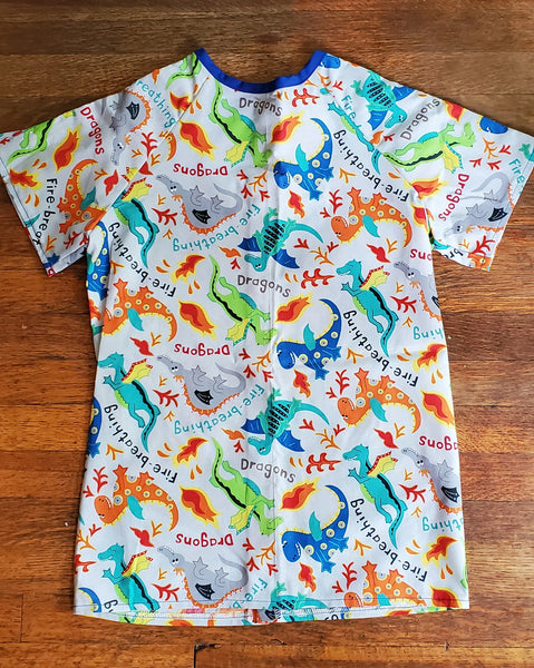 Size 2/4 Dragon Children's Hospital Gown. Ready to Ship.