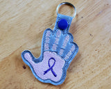 Handprint with Ribbon Keychain - Any color ribbon, hand, vinyl. Custom made.