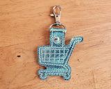 Grocery Store Quarter Keeper - Grocery Cart Quarter Holder Keychain - Iridescent Blue