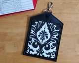 Vaccine Card Holder Keychain - Black with Fleur de Lis