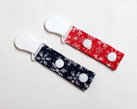 Set of Two Snowflakes Tubie Clips, Cord Clips. Ready to Ship. Blue and Red.