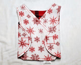 Snowflakes and Red Plaid NICU smock. 1-3 lb. Ready to Ship.