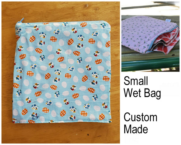 Small Waterproof Zip Pouch / Wet Bag - Custom Made.