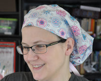 Custom Made Scrub Cap, Surgical Cap. Pixie/Ponytail Style. Covers long hair. Religious headcovering. Personalization Available.