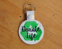 Donate Life Organ Transplant Keychain, Key Fob.