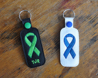 Awareness Ribbon Keychain - with or without initials - Any color ribbon.