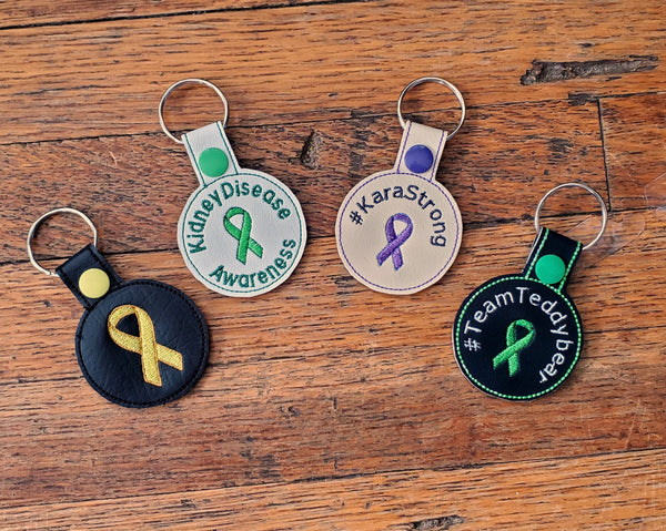 Awareness Ribbon Keychain - with or without words - Any color ribbon. Custom made.