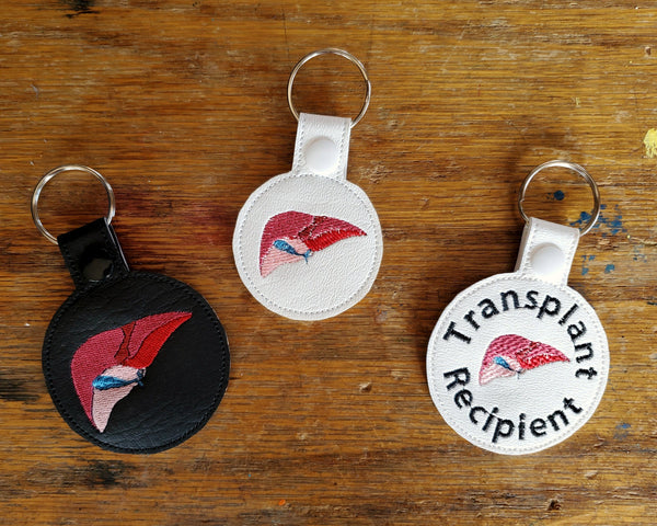 Anatomical Liver Keychain - with or without custom text - two sizes.