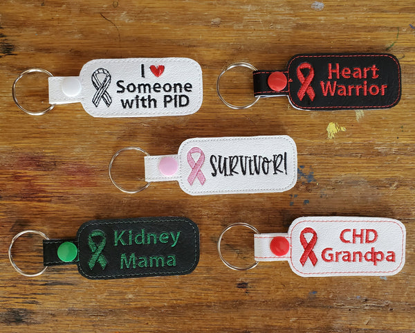 Awareness Ribbon Keychain - Personalized - Any color ribbon, your custom text.