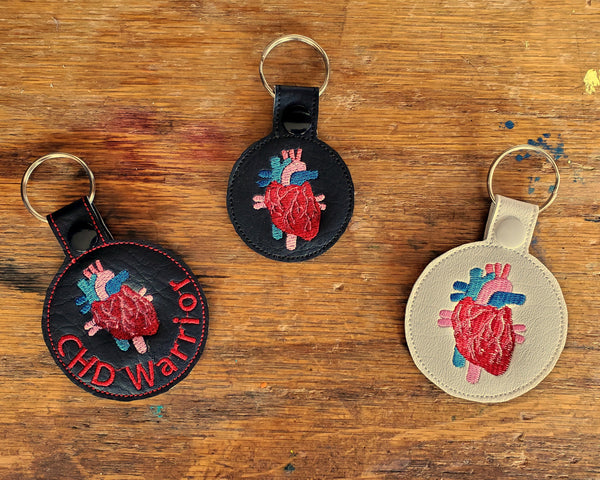Anatomical Heart Keychain - with or without custom text - two sizes