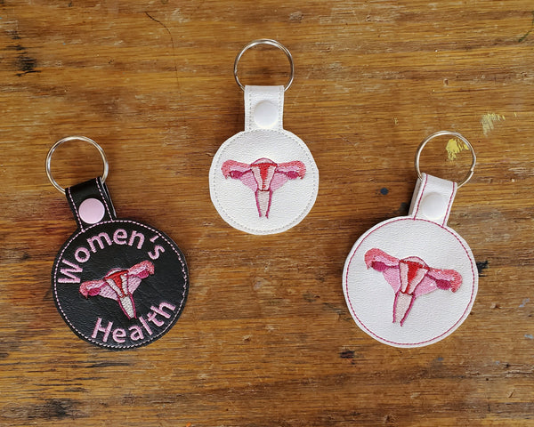 Anatomical Uterus/Vagina Keychain - with or without custom text - two sizes.